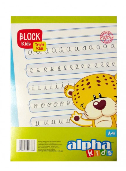 BLOCK ALPHA KIDS A4 PERFORADO 50 HJ- TRIPLE KIDS